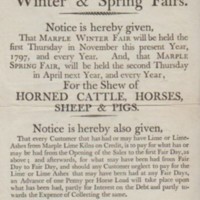Notice : Winter &amp; Spring Fairs : 1797