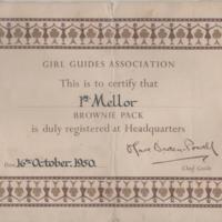 Brownie Registration Card 1950