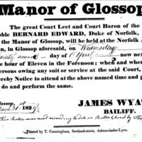 Notice : &quot;Manor of Glossop&quot; Court Leet Meeting 1829