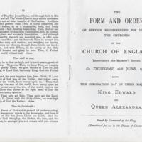Form &amp; Order for Coronation of King Edward &amp; Form of Prayer for Coronation of King George V. 1902