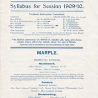 Syllabus :Technical Instruction : Marple &amp; High Lane : 1909 - 1910
