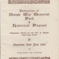 Programme : Dedication of Marple War Memorial Park &amp; Pageant : 1922