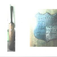 Photograph  of Cricket Bat : Presented to T Thornley : Brabins Cricket Club : 1876